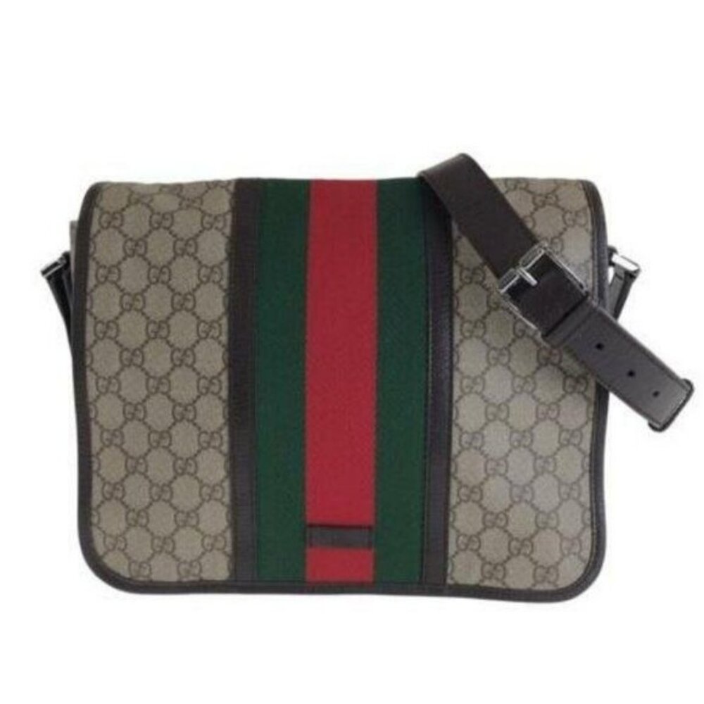 Authentic Gucci GG Sherry Supreme Web Messenger Bag Monogram Flap Ophidia - Picture 1 of 11